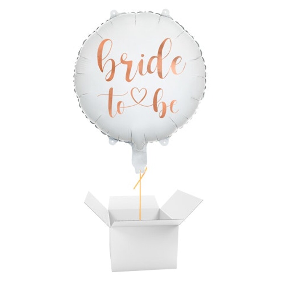 Rose Gold Bride to Be White Helium Foil Balloon - Inflated Balloon in a Box