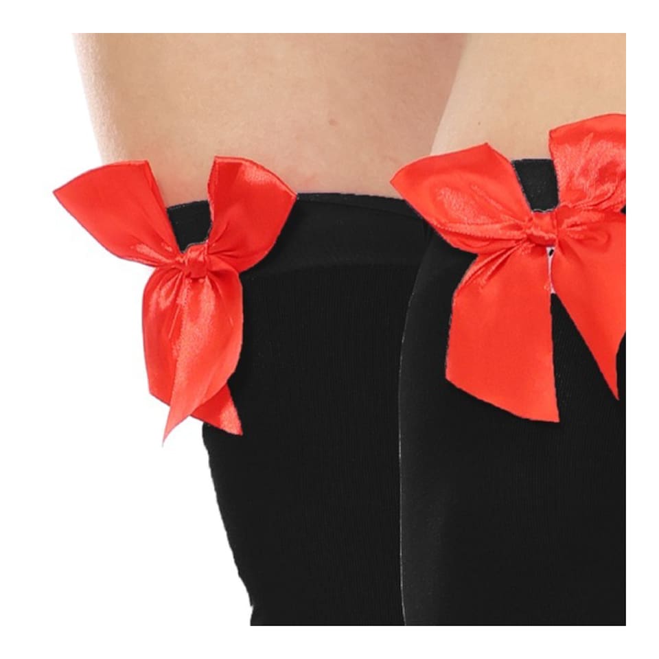 image 1 of Hooded Miss Santa Dress with Black Stockings | Multi | 2XL