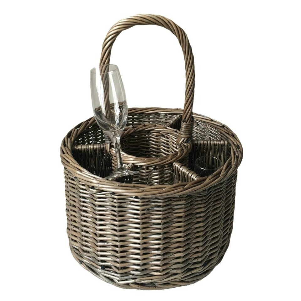 Wicker Special Event Basket Basket Wine Glasses