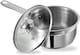 image 1 of Vinod Cookware Two Tone Stainless Steel Saucepan with Glass Lid - Steam Vent, Sturdy Handle Induction Bottom (16cm , 1.5 ltr) | Multi