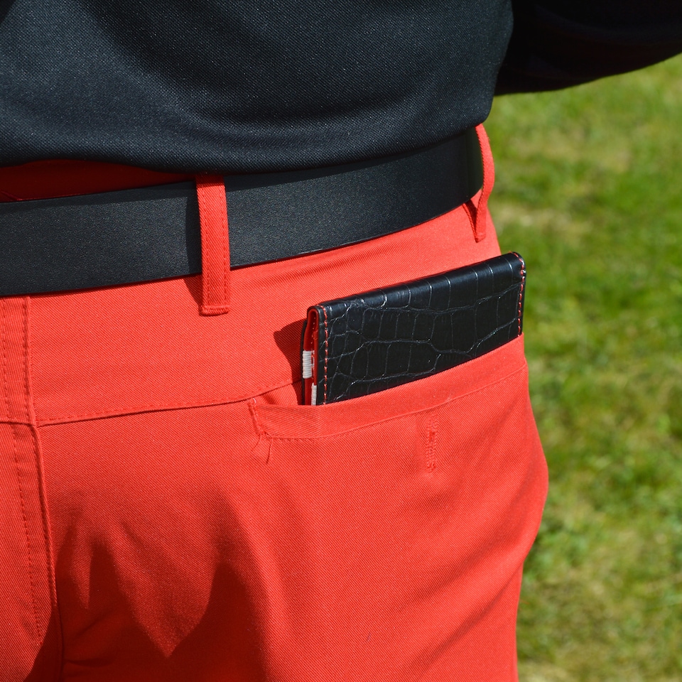 image 1 of Premium Croc Golf Scorecard Holder - Black / Red