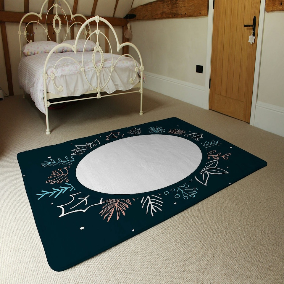 image 1 of Winter Flowers (Rug) Blue | Large: 140x200cm