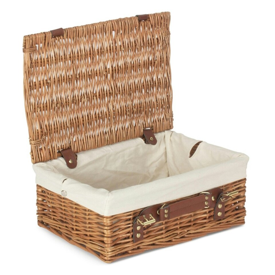 image 1 of 35cm Light Steamed Wicker Picnic Basket with Lining Grey | Grey | One Size