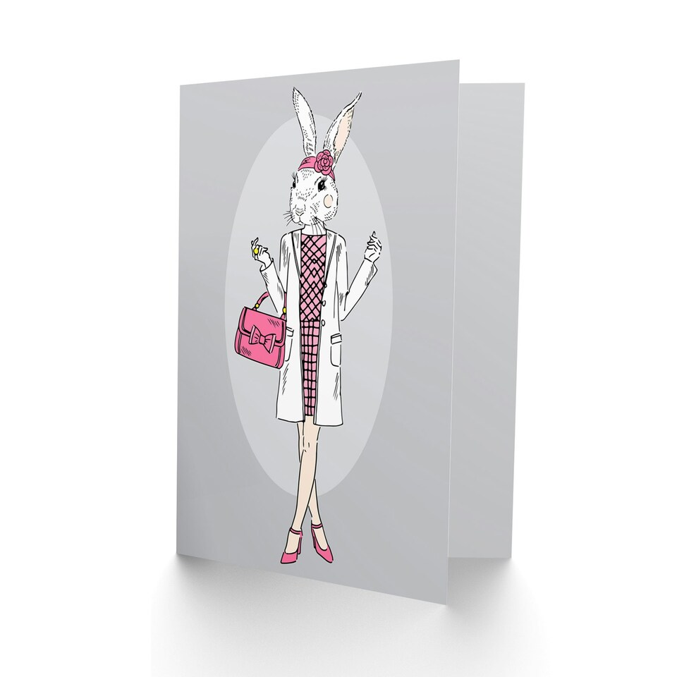 image 1 of Fashion Animal Bunny Girl Pink Handbag Kids Birthday Child Kids Card