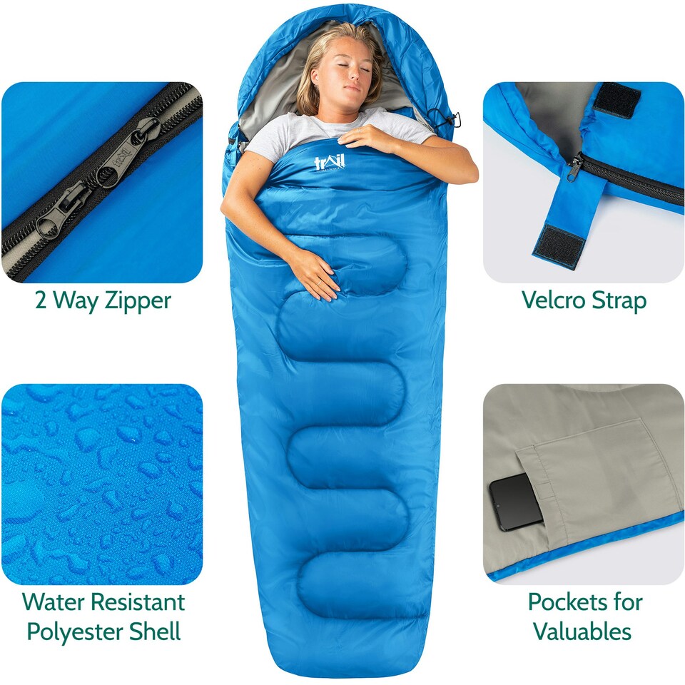 image 1 of Mummy Sleeping Bag - Blue