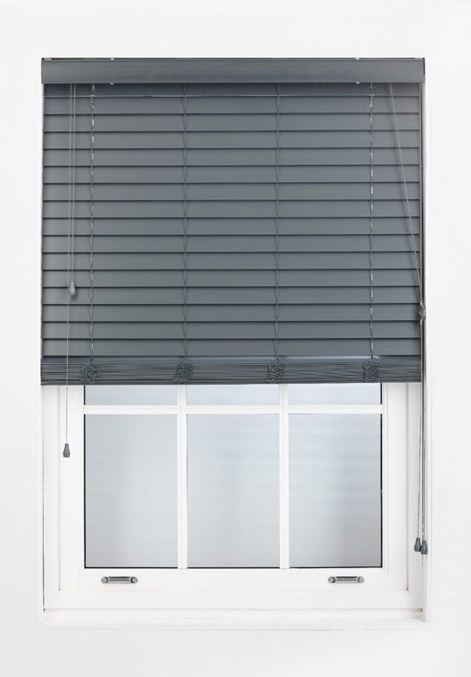 image 1 of Faux Wood Venetian Blind with String (W)230cm x (L)150cm