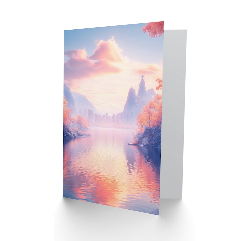 image 1 of Rio De Janeiro Coastal View Fantasy Landscape Farewell Greeting Card