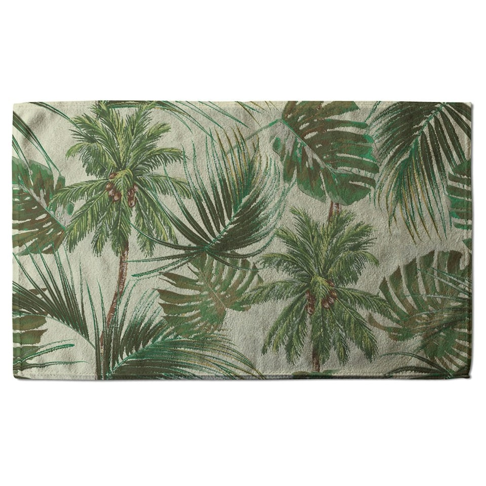 image 1 of Tropical Leaves on Yellow (Kitchen Towel)