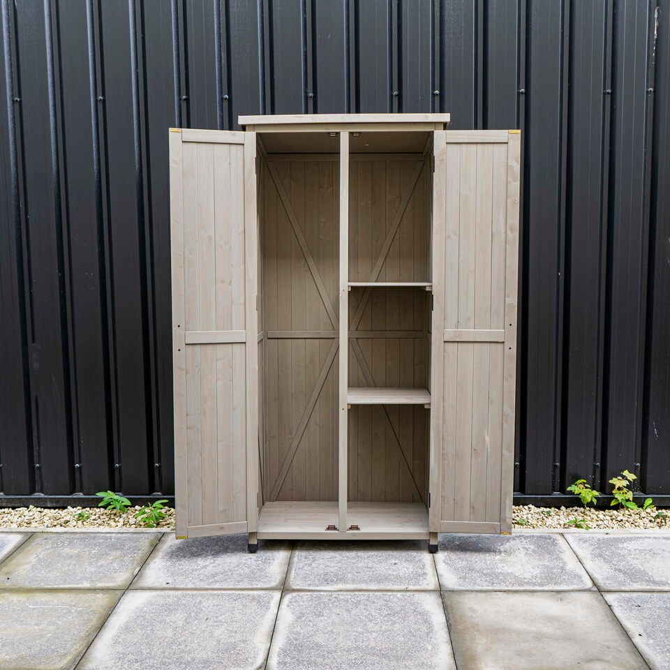 image 1 of Tall Garden Wooden Storage Shed Grey