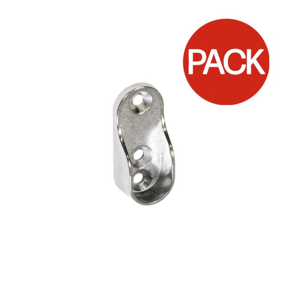 Securit Chrome Oval Rod Socket (Pack of 2) - Chrome - 30mm