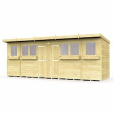 18 x 8 Feet Pent Summer Shed - Wood - L231 x W533 x H201 cm Brown