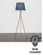 image 4 of ValueLights Camden Copper Tripod Floor Lamp Navy Taper Shade & Bulb | Blue