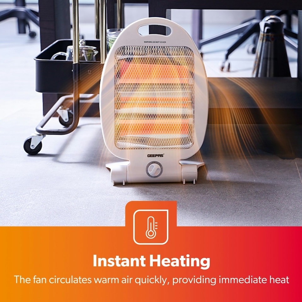 image 1 of GEEPAS 800W Quartz Halogen Heater, White