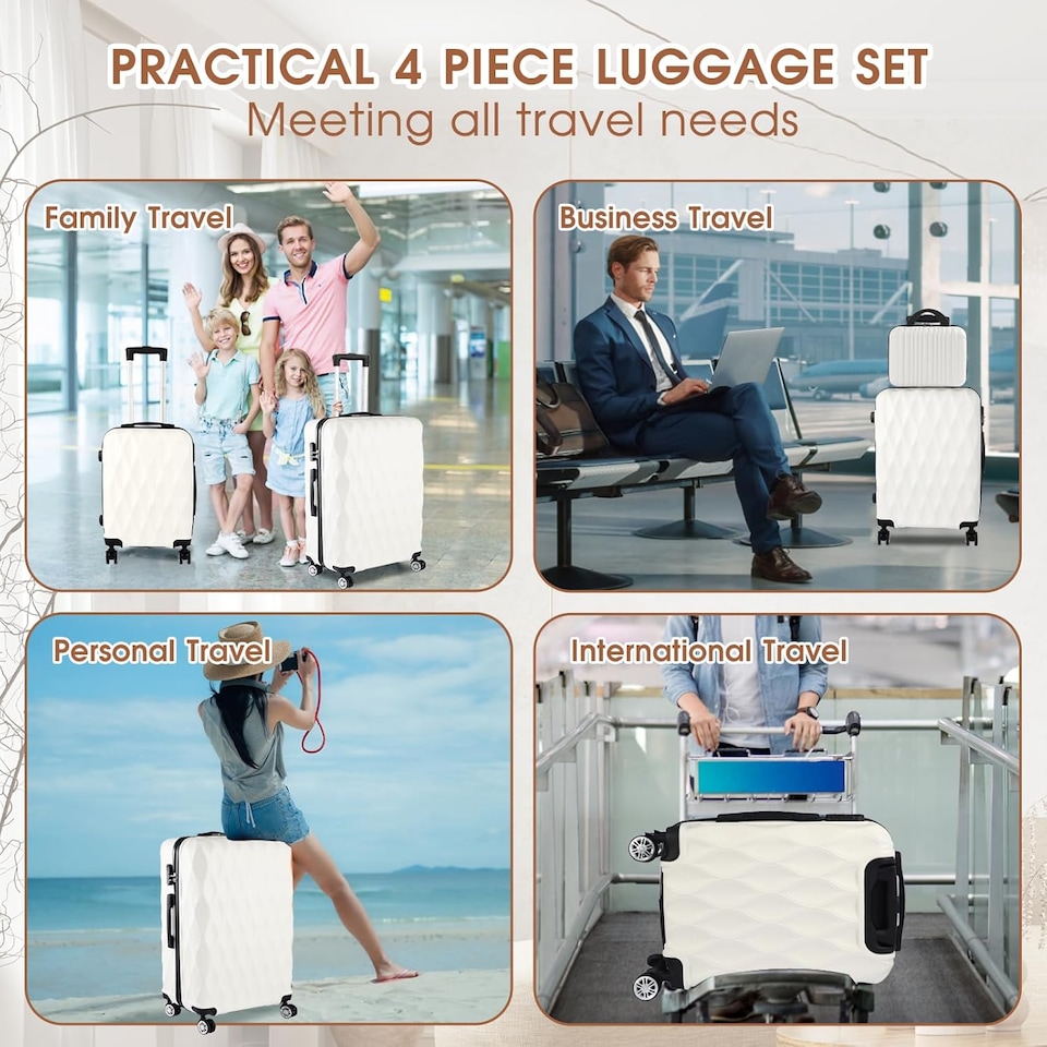 image 1 of 4 Piece Travel Luggage Sets with 360° Spinner Wheels