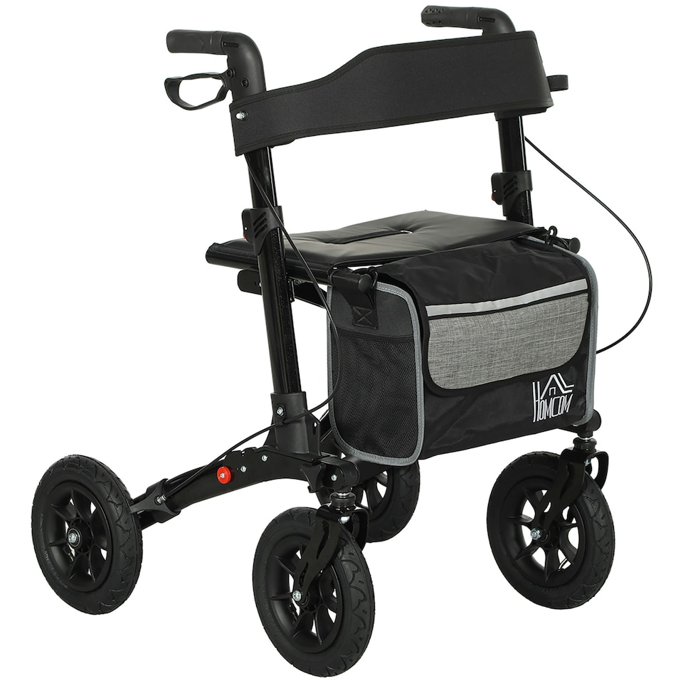image 1 of HOMCOM Rollator Walker with Padded Seat, Backrest, All-terrain Wheels