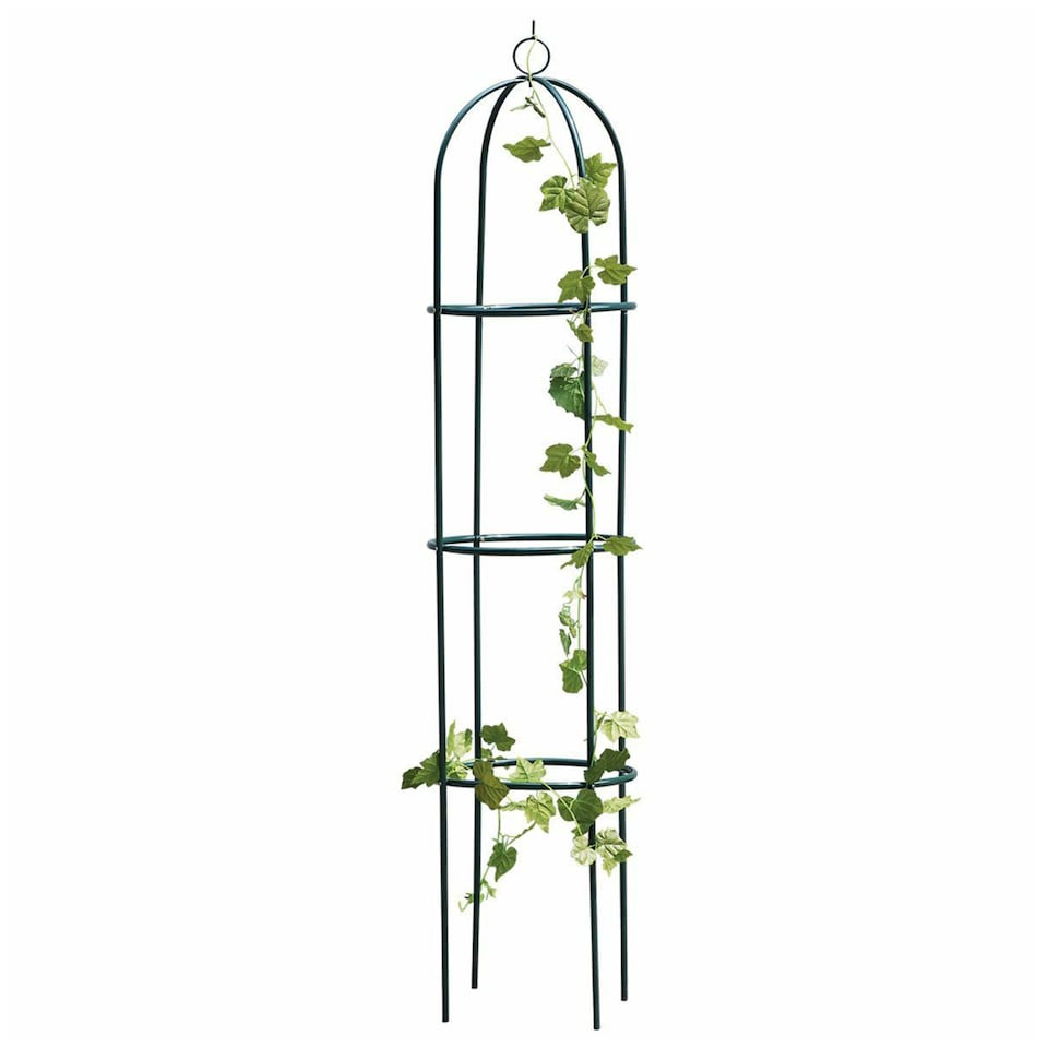 image 1 of 1.9m Outdoor Garden Metal Obelisk Trellis Climbing Plant Support Frame | Green | 1