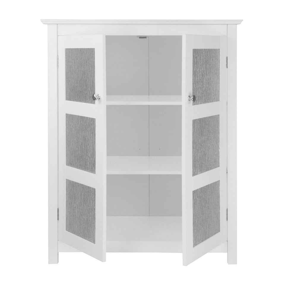 image 1 of Teamson Home Connor Free Standing Floor Storage Cabinet with Textured Glass Doors Adjustable Shelves