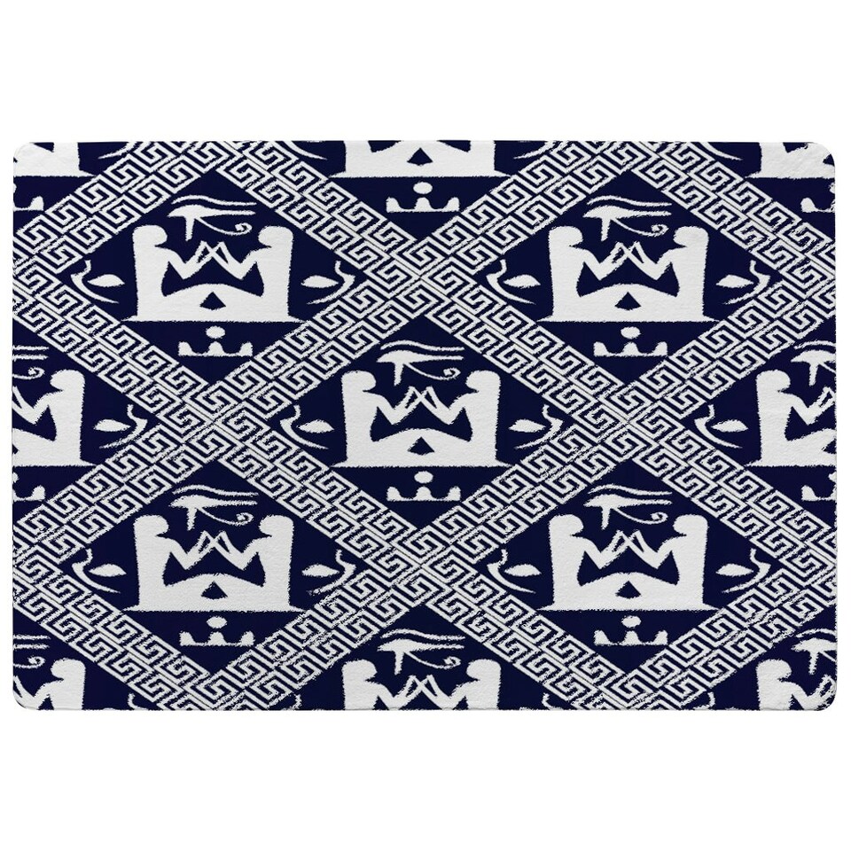 image 1 of Egyptian Hieroglyphs in Navy (Rug) Blue | Small: 60x110cm