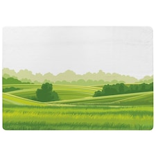 countryside landscape illustration (Rug) Green | L