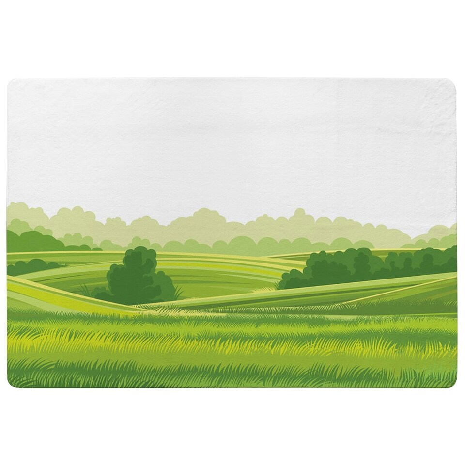 image 1 of countryside landscape illustration (Rug) Green | L