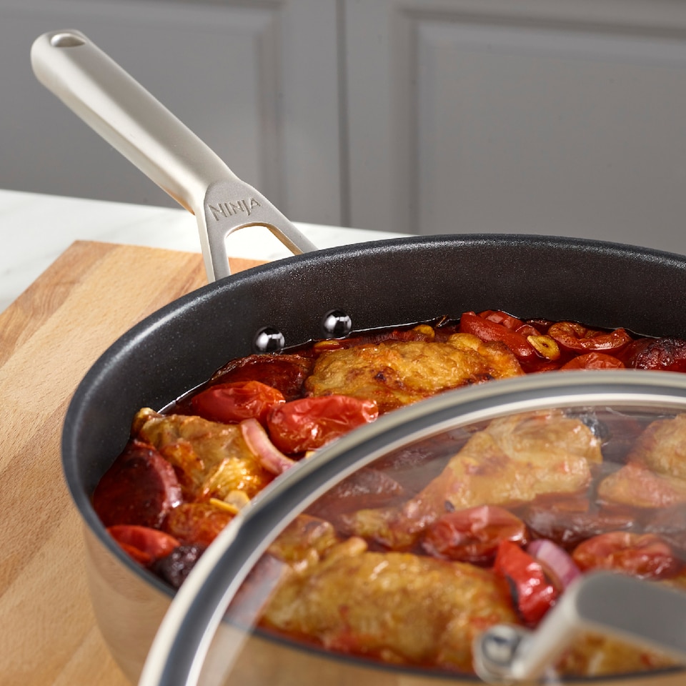 image 1 of Ninja C60126UK ZEROSTICK Stainless Steel 26cm Sauté Pan with Lid