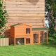 image 2 of PawHut Rabbit Hutch, Guinea Pig Hutch 2 Tier w/ Run & Tray, Asphalt Roof