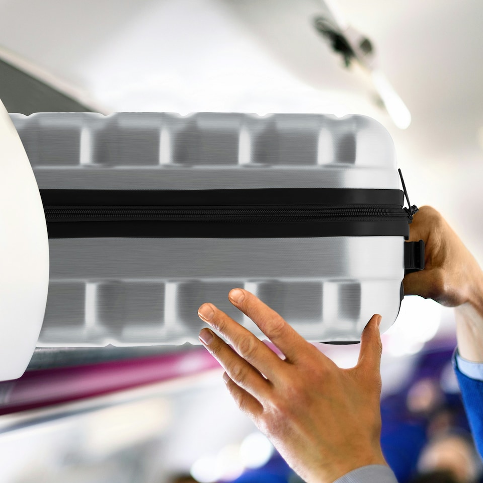 image 1 of 55x35x20cm Carry On Cabin Hard Shell Suitcase - 100+ Airlines Approved Including EasyJet (Paid), British Airways, Ryanair (Priority), TUI Chrome | Aluminium | Cabin Bag
