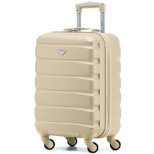 55x35x25cm Air France & KLM Maximum Size Cabin Carry On - Lightweight 4 Wheel ABS Hard Case Cabin Carry On Hand Luggage 35+ Airline Approved Cream | Champagne | Cabin Bag