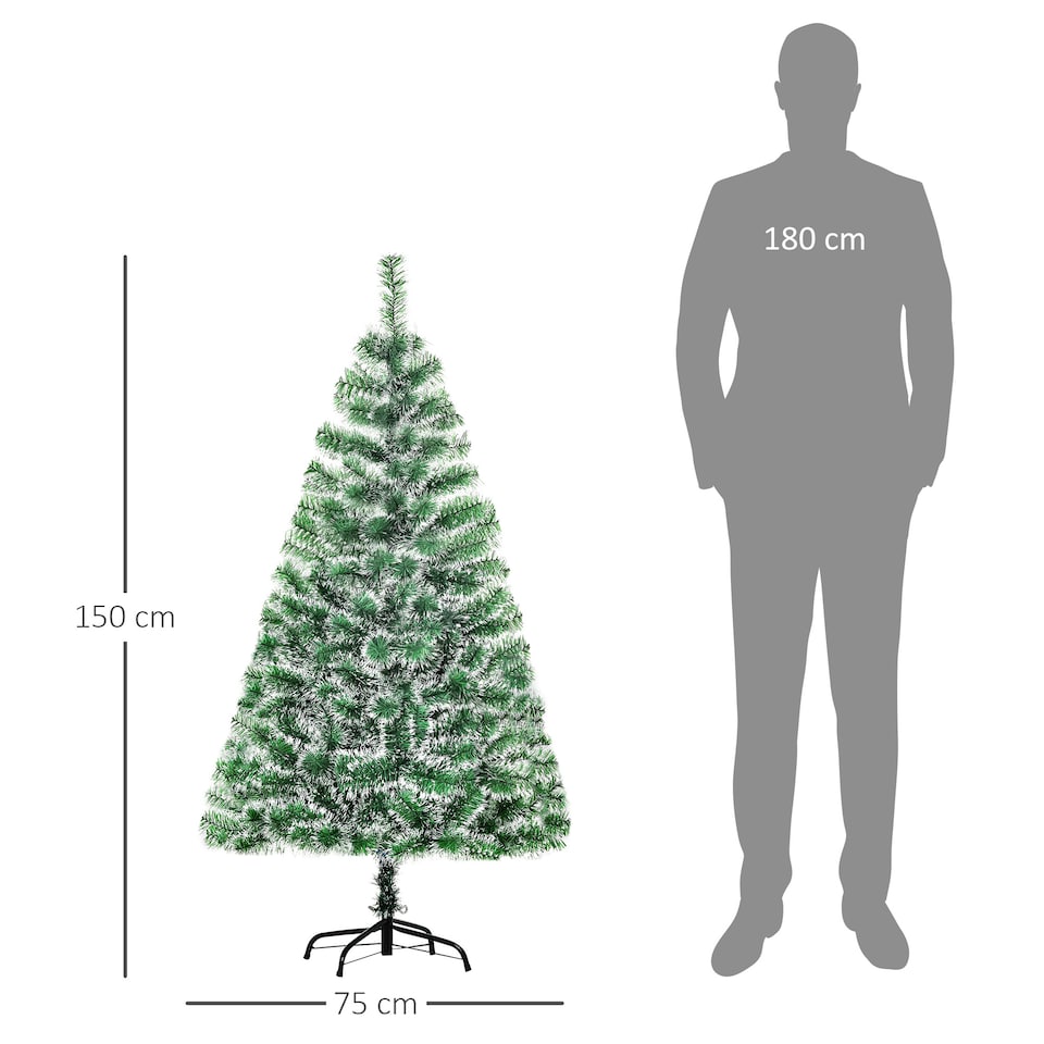 image 1 of HOMCOM 5FT Indoor Christmas Tree Artificial Decoration mas Gift with Metal Stand Branch Tips