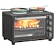image 1 of HOMCOM 28L Countertop Toaster Oven with 2 Hot Plates, Grill, Roast, Bake | Black