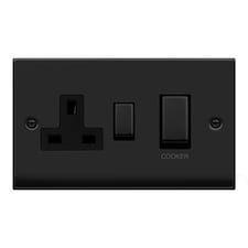 SE HOME Matt Black Cooker Control Ingot 45A With 13A Switched Plug Socket Black | Matt