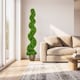 image 6 of HOMCOM Set of 2 Potted Artificial Plants, Topiary Spiral Boxwood Trees | Green | Boxwood Green | 5ft