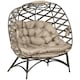 image 1 of Outsunny 2 Seater Egg Chair Outdoor with Cushion, Cup Pockets - Khaki