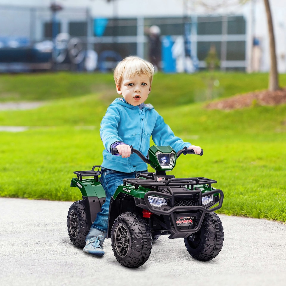 image 1 of HOMCOM 12V Electric Quad Bike for Kids w/ LED Headlights, Music - Green