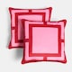 image 3 of OHS 2 x Square Print Matte Velvet Decorative Cushion Covers | Pink | Hot Pink