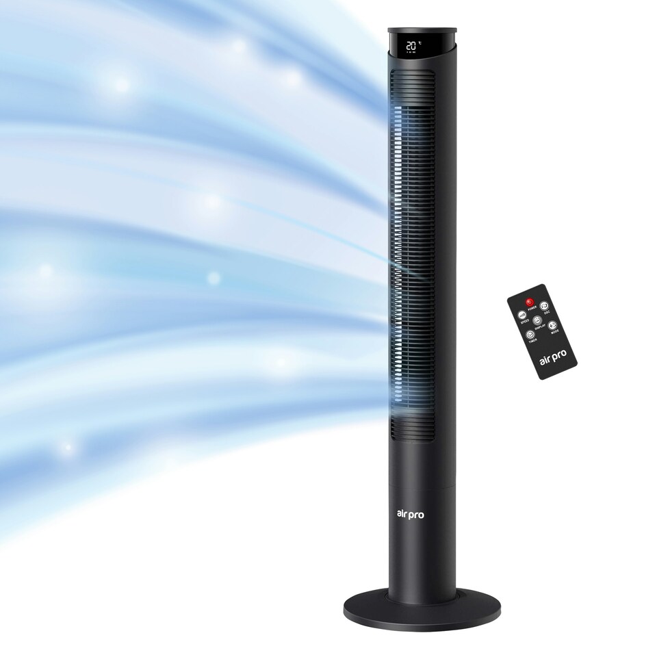 image 1 of Air Pro Smart 46" Tower Fan - Oscillating Bladeless Fan with Remote Control - Black