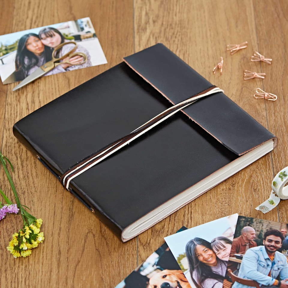 image 1 of Large Coloured Distressed Leather 3-String Photo Album