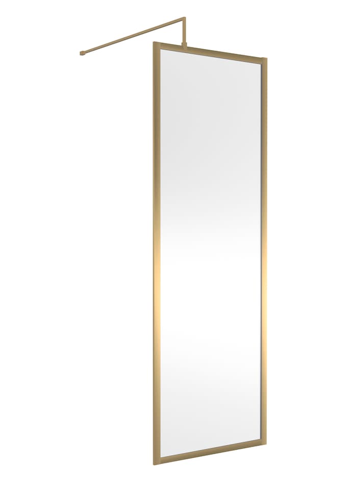 image 1 of Balterley Contemporary Durable Bathroom Wetroom Screen Aluminium - Full Outer Frame Shower Wetroom Screen | Copper | Brushed Brass