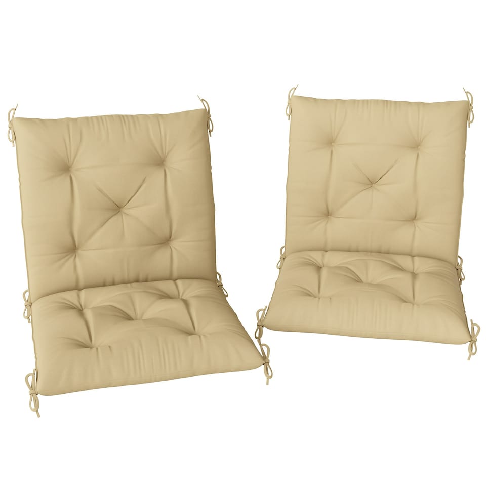 image 1 of Outsunny Set of 2 Garden Chair Cushions Seat Pad for Outdoor Use Khaki 