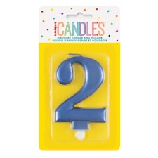 Metallic Blue Number 2 Birthday Candle