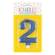 image 1 of Metallic Blue Number 2 Birthday Candle