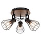 image 3 of COSYLYTE Kandan 3 Light Matt Black Wire Shade Spotlight with Wooden Backplate | Black | Walnut wood | 1