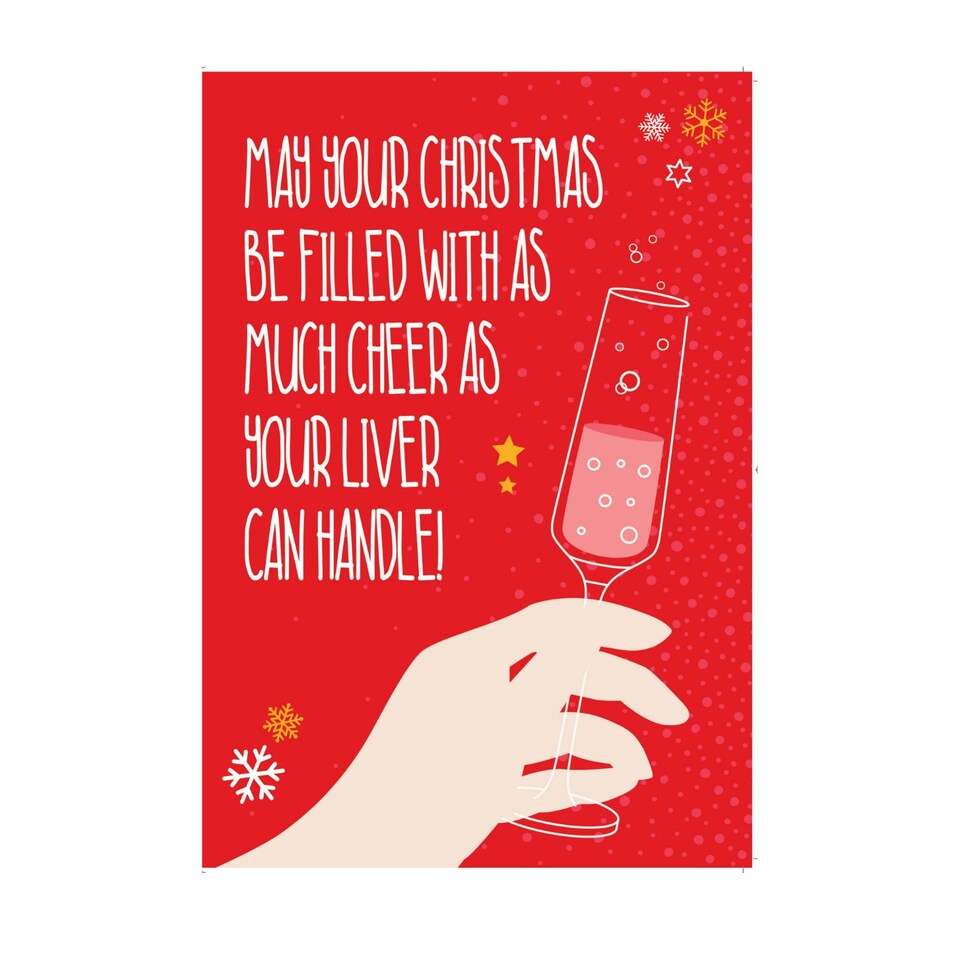 Emotional Rescue Humorous Christmas Card, May your Christmas be Filled with as Much Cheer as your Liver can Handle, 17.6 x 12.4 cms, Multi-Coloured