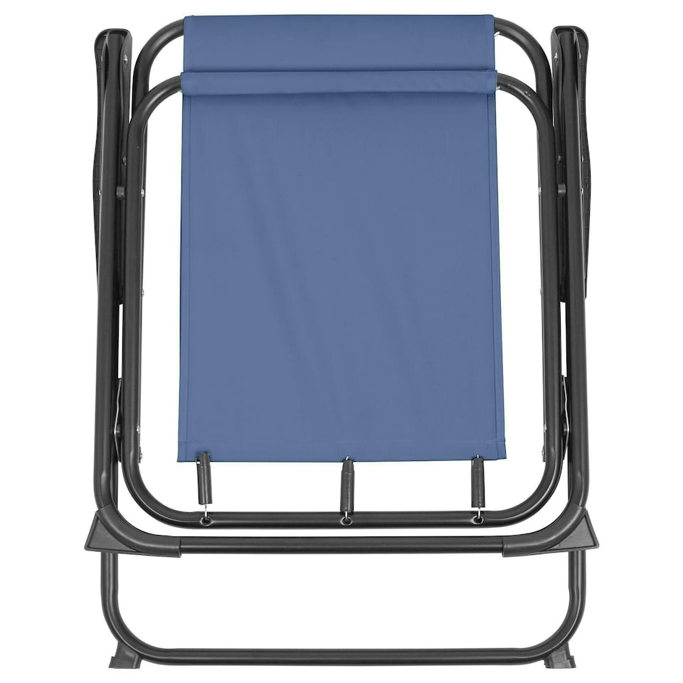 image 1 of Harbour Housewares Folding Metal Beach Chair - Matt Black/Navy