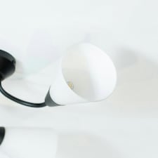 ValueLights Kristina 3 Way Curved Black Metal Flush Ceiling Light with Frosted White Shades