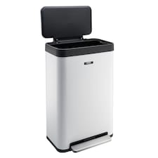 Cooks Professional XL Pedal Bin 65L - Recycling or Waste Dustbin with Soft Close Lid | White