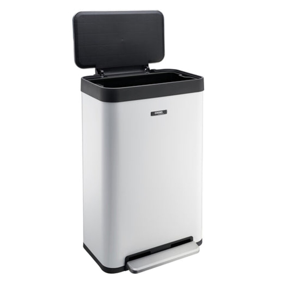 image 1 of Cooks Professional XL Pedal Bin 65L - Recycling or Waste Dustbin with Soft Close Lid | White