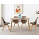 image 9 of Single Scandinavian Dining Chair with Leather Cushions Solid Wood Legs Brown