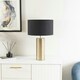 image 2 of ValueLights Lexy Antique Brass Touch Table Lamp with Black Drum Shade