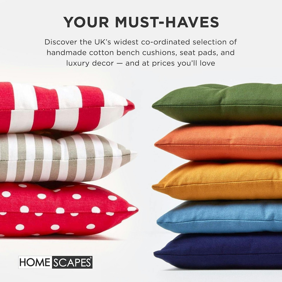 image 1 of Homescapes Garden Bench Cushion Luxury 3 Seater Cotton Indoor Outdoor Seat Pad | Orange | 143 x 48 cm | 1